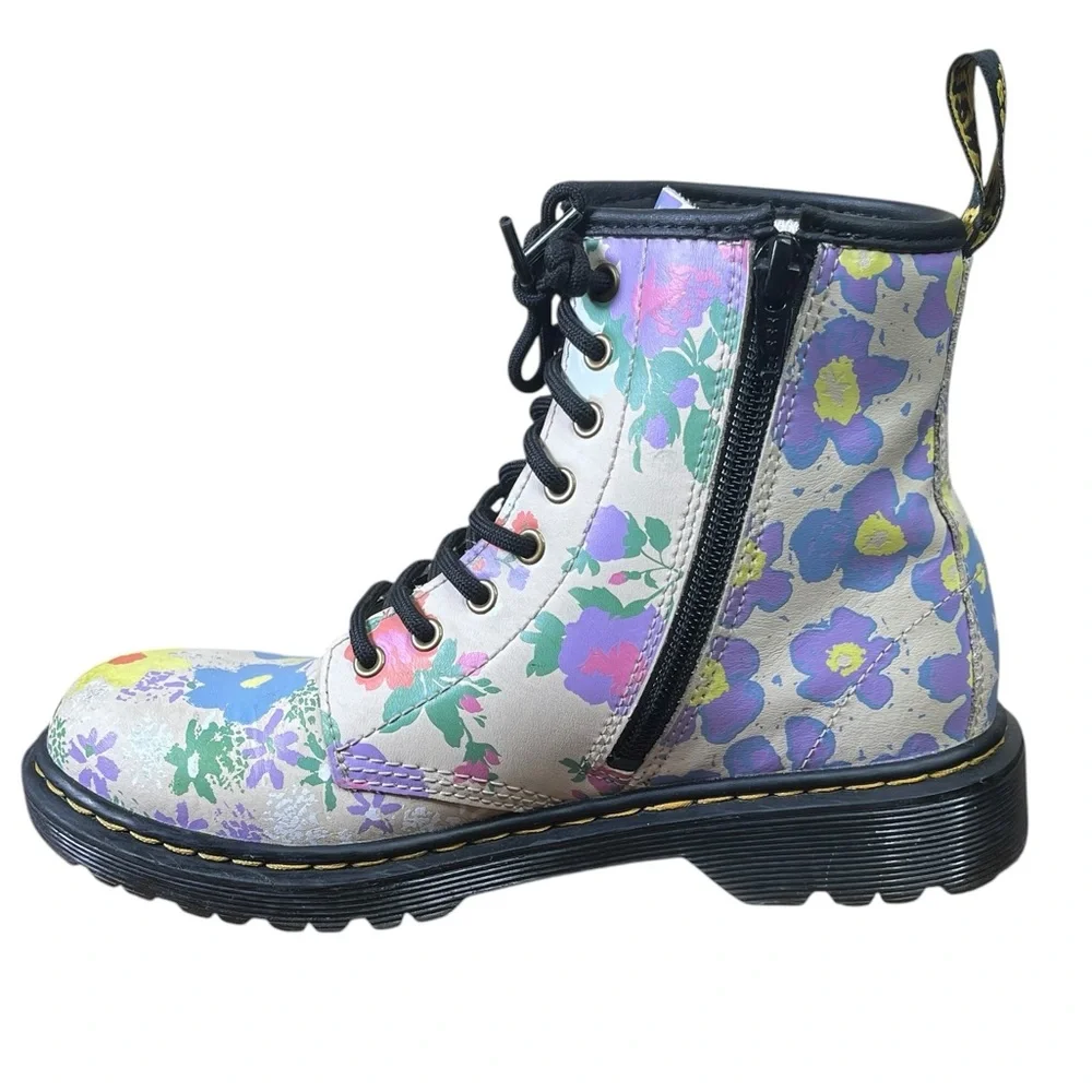 Dr. Martens Junior 1460 Multicolor Floral Mash Up Combat Boots Size 3